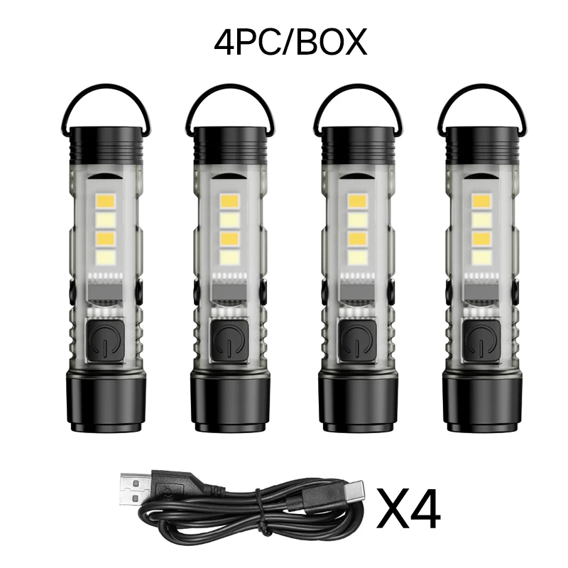 Outdoor Starklicht-LED-Taschenlampe, Mini Tragbare Schlüsselanhänger-Leuchte, USB-Aufladung, Magnetische Befestigung, Superhelle Notfall-Warnleuchte