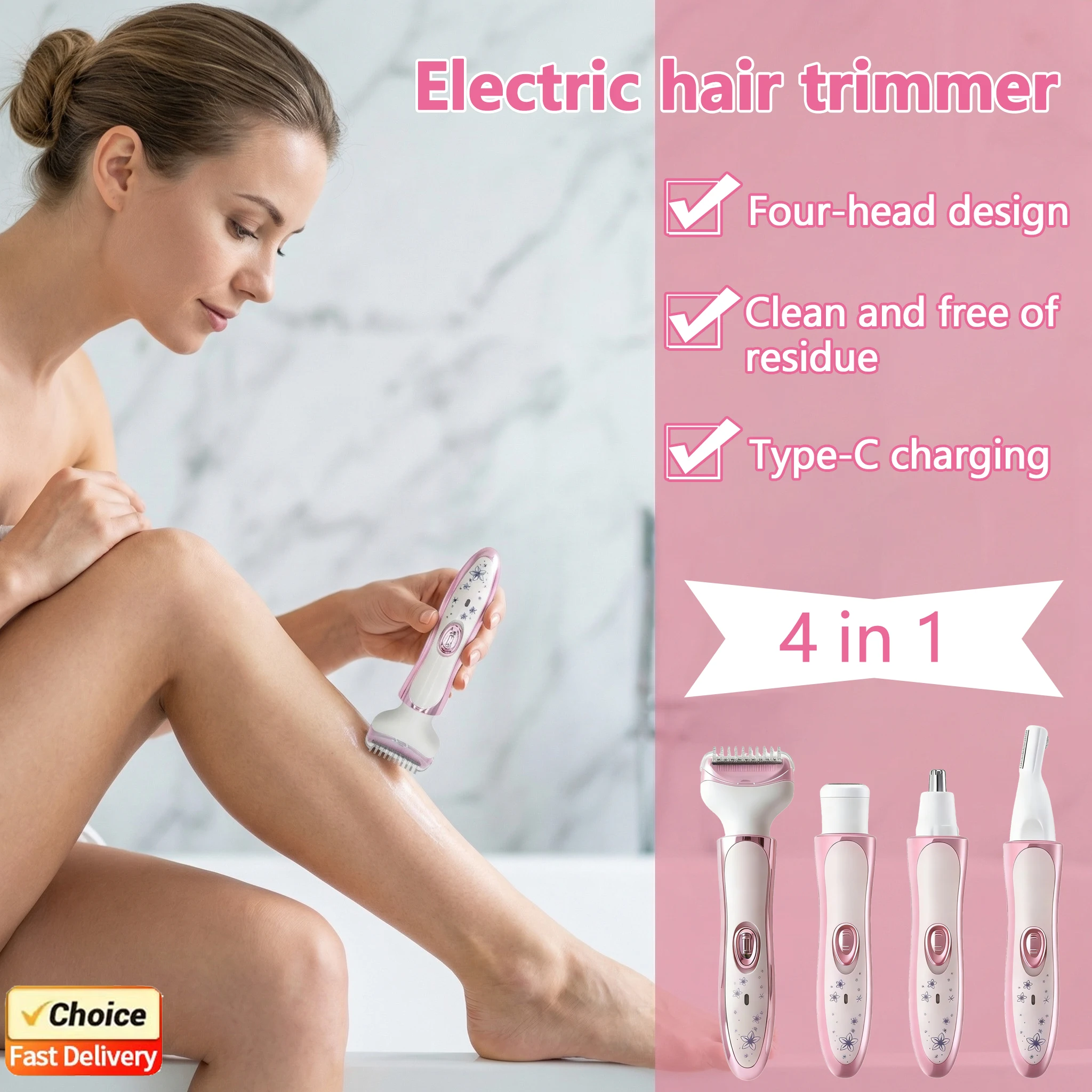 

Электрический набор для удаления волос 4 в 1: Домашний прибор для удаления волос подмышками, триммер для бровей, удалитель волос в носу, инструмент для ухода за собой