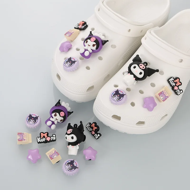 10Pcs Cute Cartoon Anime Shoe Charms For Clogs Bubble Slides Sandals Removable Shoe Decorations Accessories Christmas Gifts