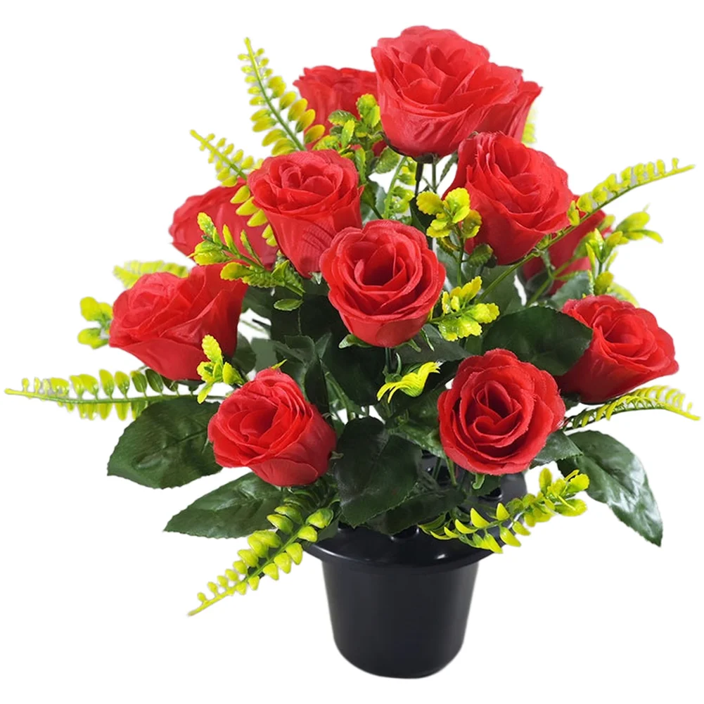

Реалистичные искусственные розы с 12 бутонами в горшках для дома и свадебного декора, варианты: красный, белый, синий