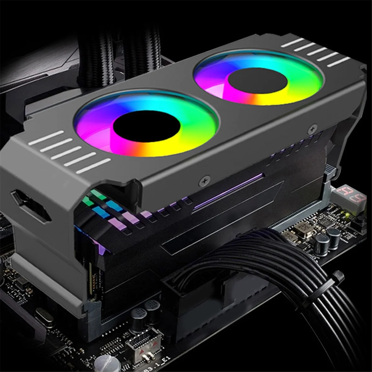 ADP-PC Case RAM Memory Module ARGB Cooler DDR3 to DDR5 5V 3Pin PWM 4Pin Light Sync 120mm Dual Fans Cooling Radiator White