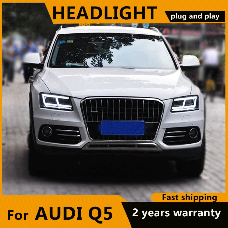 Car Styling for Audi Q5 FULL LED Headlights 2009-2012 2013-2018 Q5 LED Headlight DRL Lens Double Beam  bi-LED lens car headlight