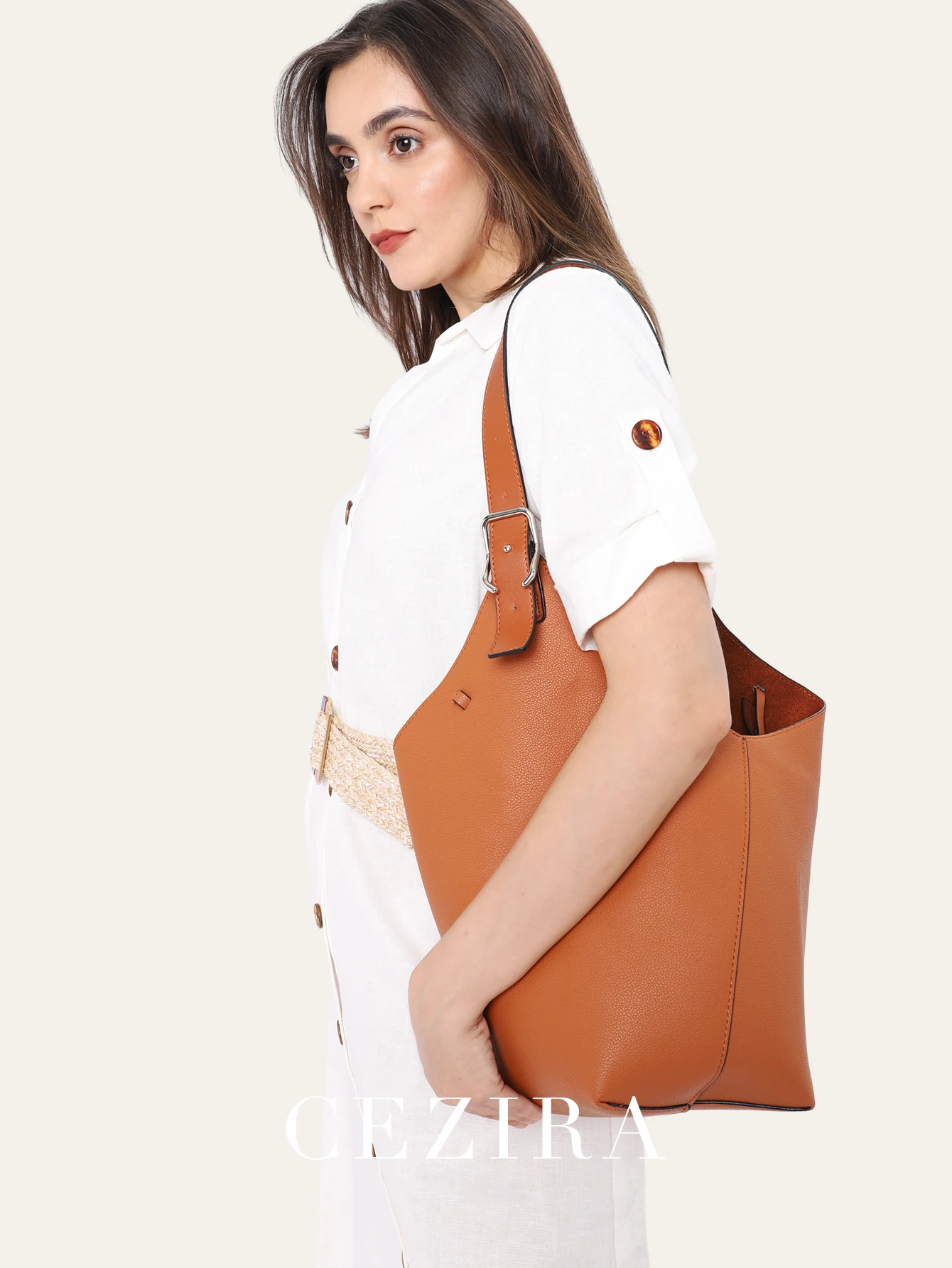 CEZIRA borse a tracolla in pelle PU di marca da donna Fashion Casual di grande capacità Hobo Bucket grandi borse con borsa interna Daily Vegan