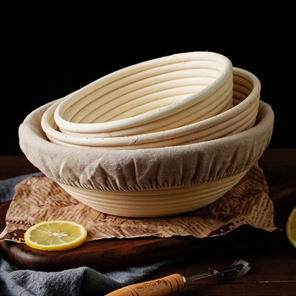 Rattan Bread Fermentation Basket 13-28cm Round Dough Baking Molds Non-stick Easy To Clean Bread Proofing Basket Fruit