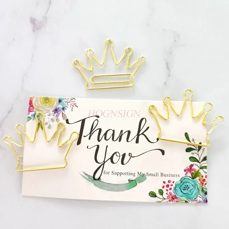 10pcs Golden Crown Paper Clips Small Fresh Paper Clips Metal Pins Stationery Bookmarks Cute