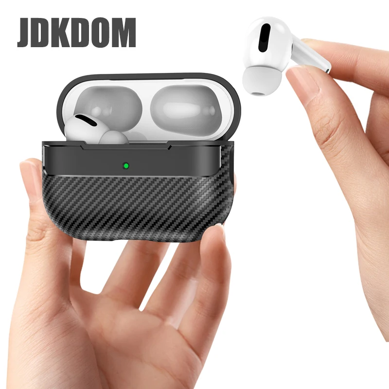 JDKDOM غطاء سماعة أذن مقاوم للصدمات من ألياف الكربون لأجهزة Airpods 3 2 1 حافظة سماعة رأس بلوتوث