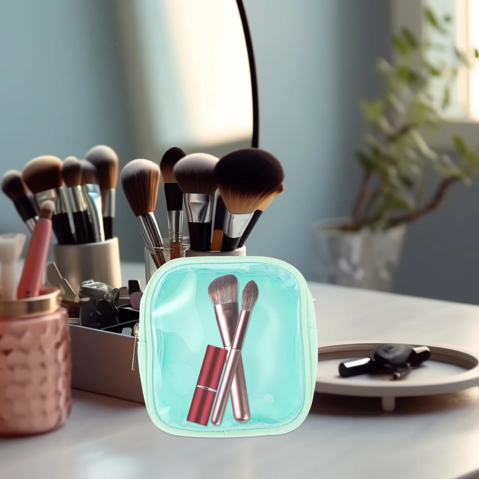 

Clear Bag for Women Candy Color Makeup Pouch Travel Toiletry Organizer Portable Makeup Storage Bag Organizer