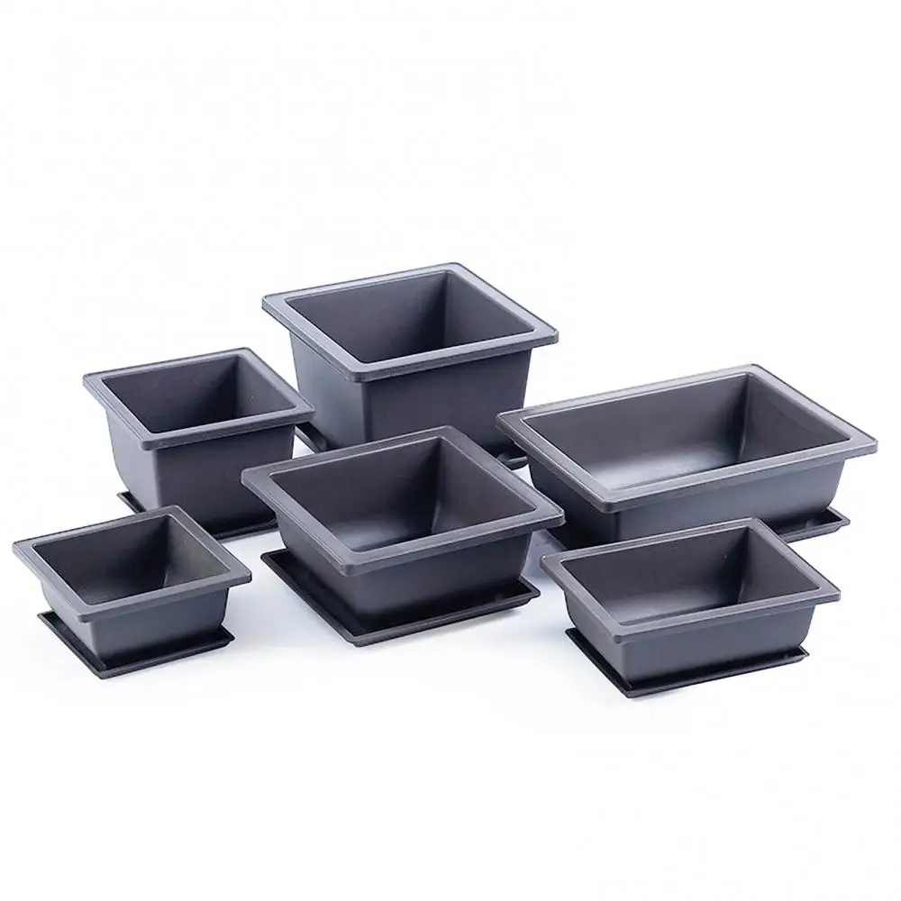 Succulent Flower Pot Square Rectangular Plastic Bonsai Flowerpot Garden Tool Plant Training Pots With Tray Macetas Y Jardineras