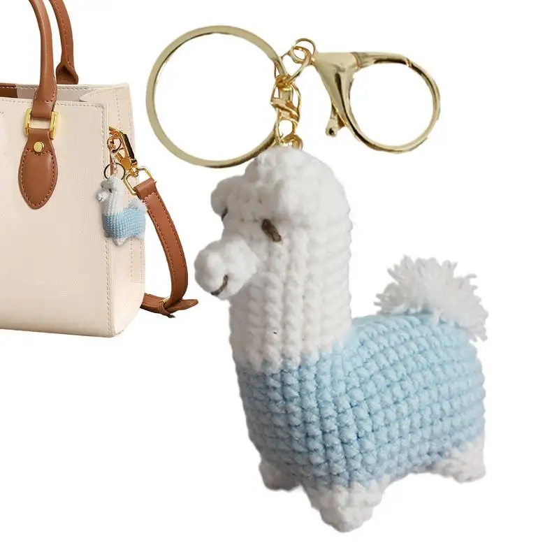 Crochet Positive Animals Alpaca Ornament Knitting Crafts Charm Inspirational Hand-Woven Ornament For Birthday Wallet Backpack