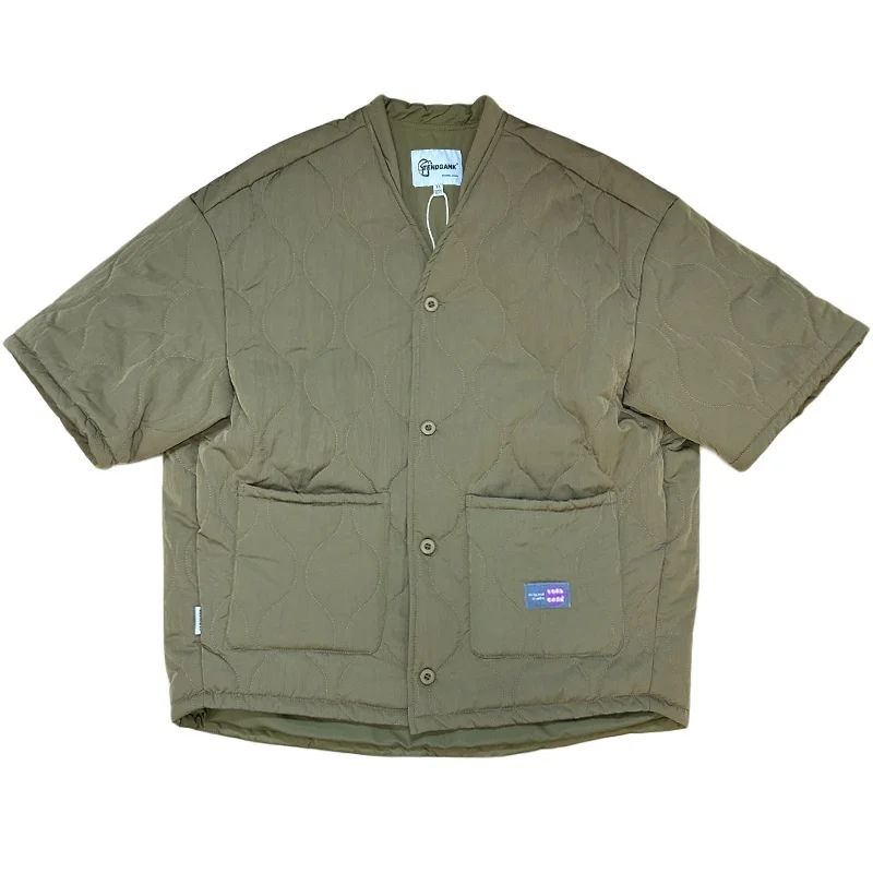 اليابانية الرجعية فضفاضة المناسب خندق معطف سترة الرجال قصيرة الأكمام الماس منقوشة الداخلية بطانة سترة قطن العصرية #6