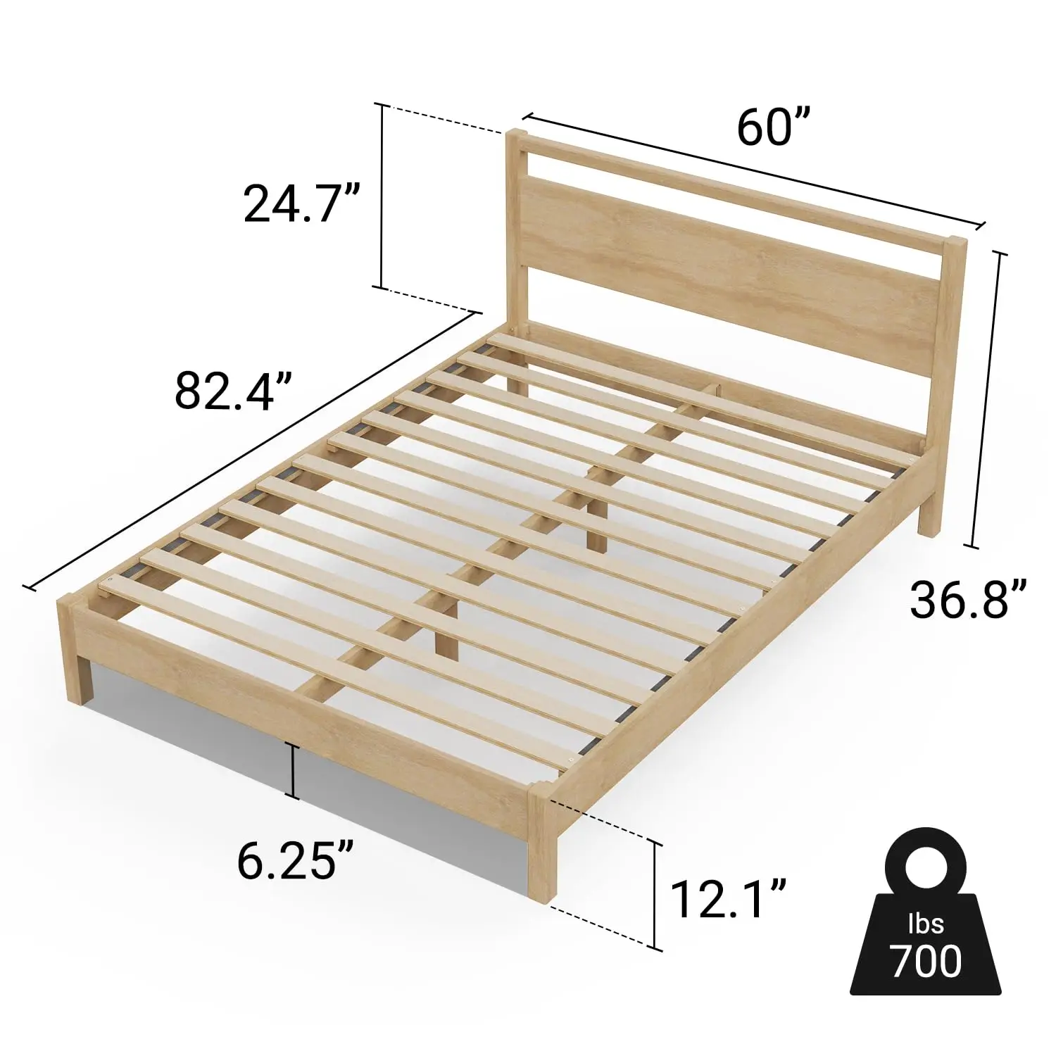 Signature Wood Platform Bed Frame with Headboard, Essential, Noise Free, Under Bed Storage, No Box Spring Needed, Easy Assembly