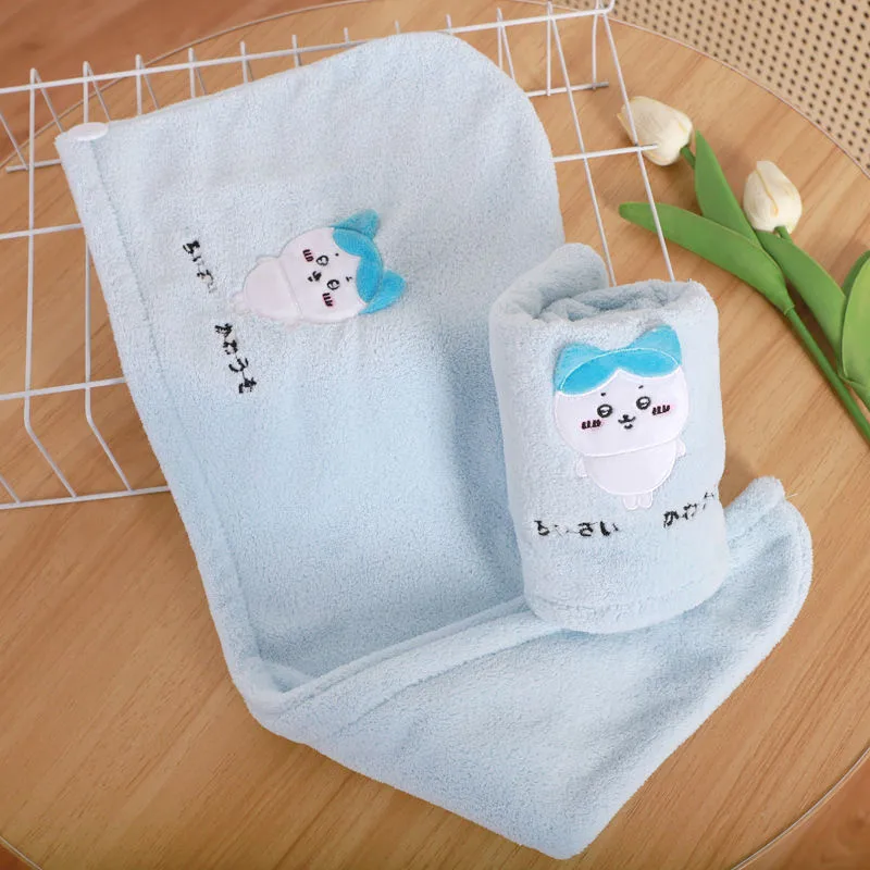 Chiikawa Hachiware Usagi Kawaii Anime Cartoon Thicken Bath Towel Towel Dry Hair Cap Absorb Water Boys Girls Simple Comfortable