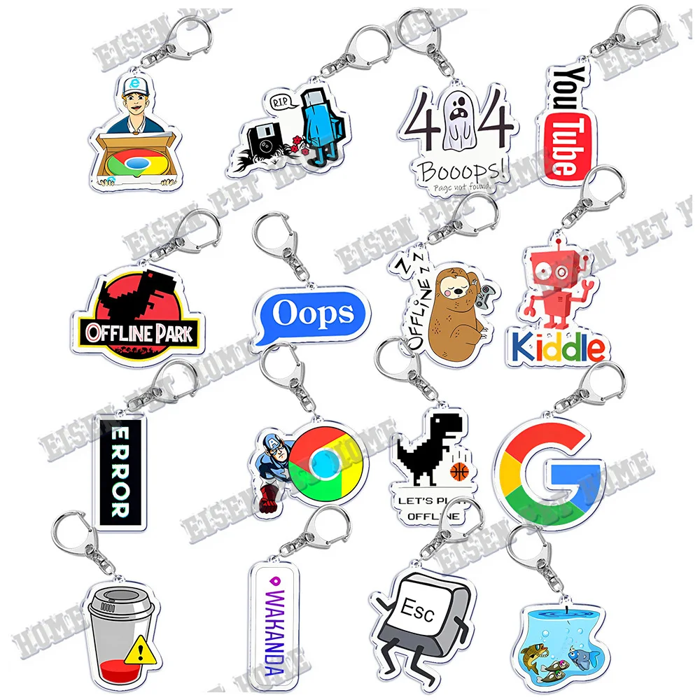 Cartoon Programming 404 Network Error Key Chain for Accessories Bag Pendant Keyring Chains Car Keychains Gift Creative Llaveros