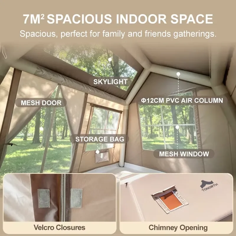 for TOURUS Luxury Camping Outdoor Inflatable Air Glamping Tent Waterproof Double Layer Oxford CE TUV Certified Factory Direct