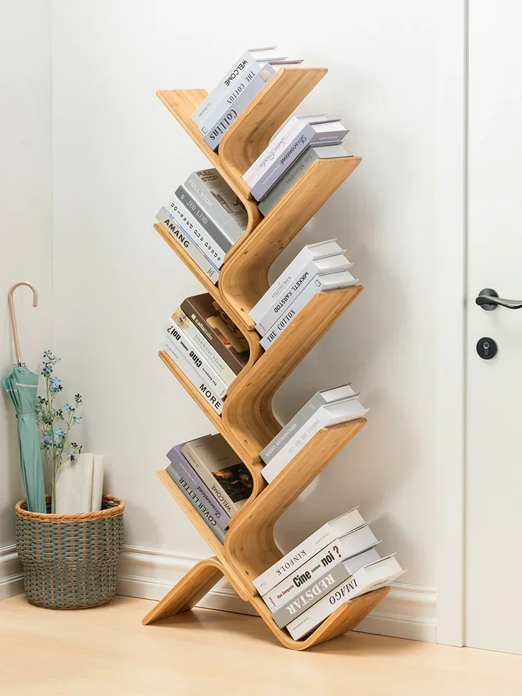 

Bamboo Court living room floor-to-ceiling display stand Office simple shelf Bedroom creative curved tree-shaped bookshelf