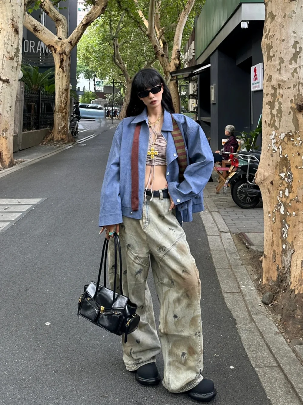 Yao موضة القذرة نمط نظيف صالح فضفاض خمر بنطلون عادية كبيرة الحجم واسعة الساقين الشارع الشهير Y2k البضائع السراويل السراويل الطويلة للرجال