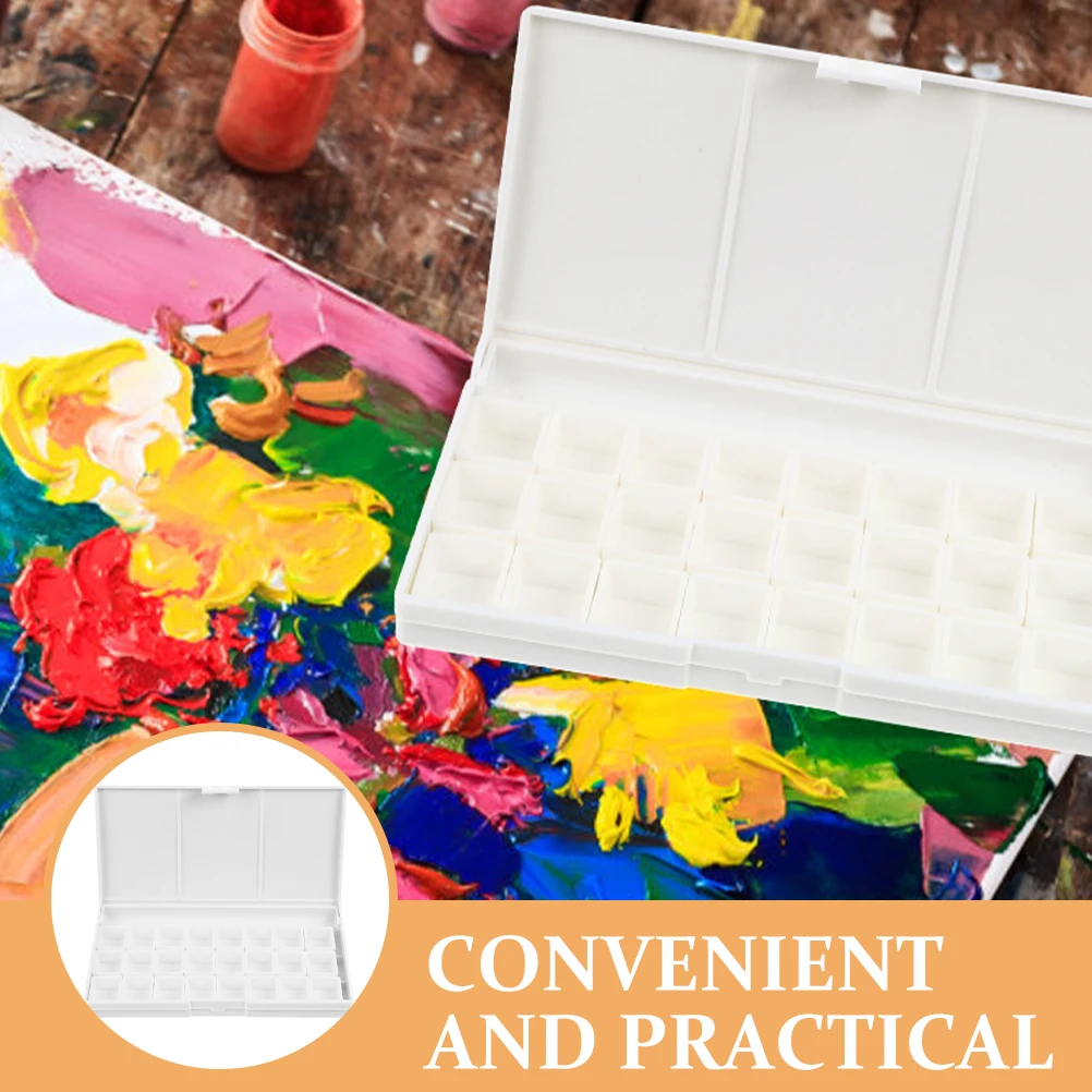 

24 Cells Watercolor Pigment Box Durable Plastic 24 Compartments DIY Painting Case Artist Student Portable Storage Container