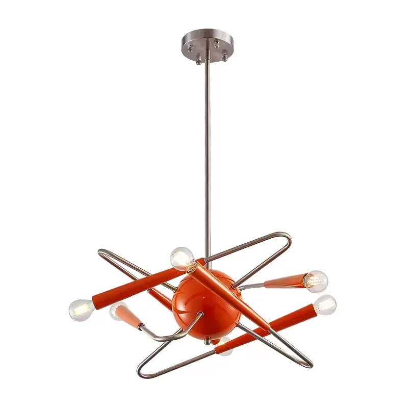 Designer Orange Chandelier Living Room Mid Century Lighting For Villa Dining Room Bedroom Shop Decor Art LED Sputnik Chandelier