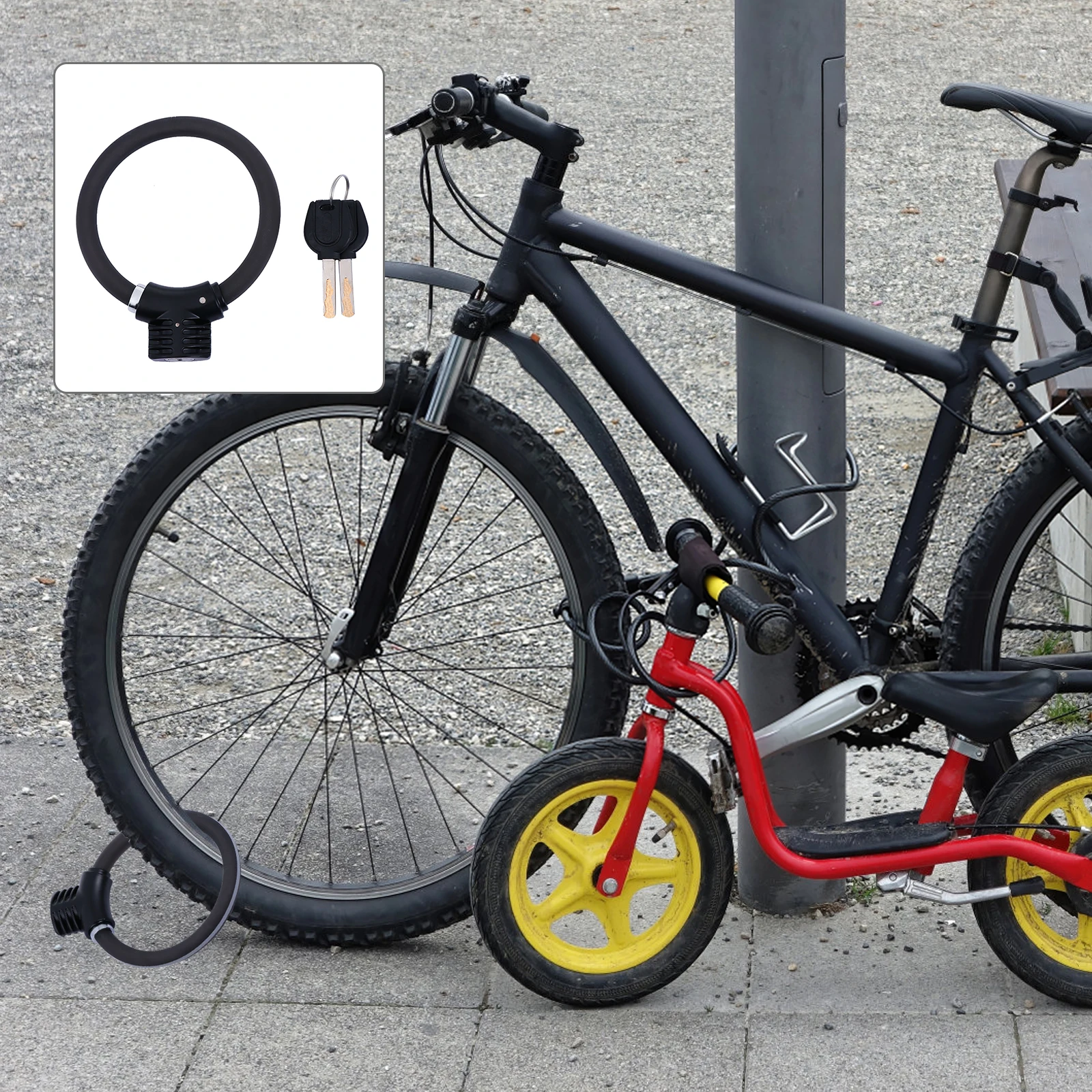 

Bike Ring Anti-Theft Cycling With Steel Cable For Bicycle Security Bike Ring Shaped Lock Portable Durable Lock