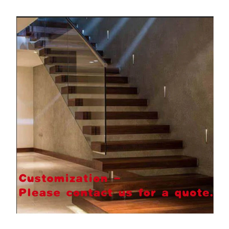 custom.Steel Wood Stainless Steel Stairs Fittings/ Interior Oak Solid Wooden Indoor Stairs Floating Stairs