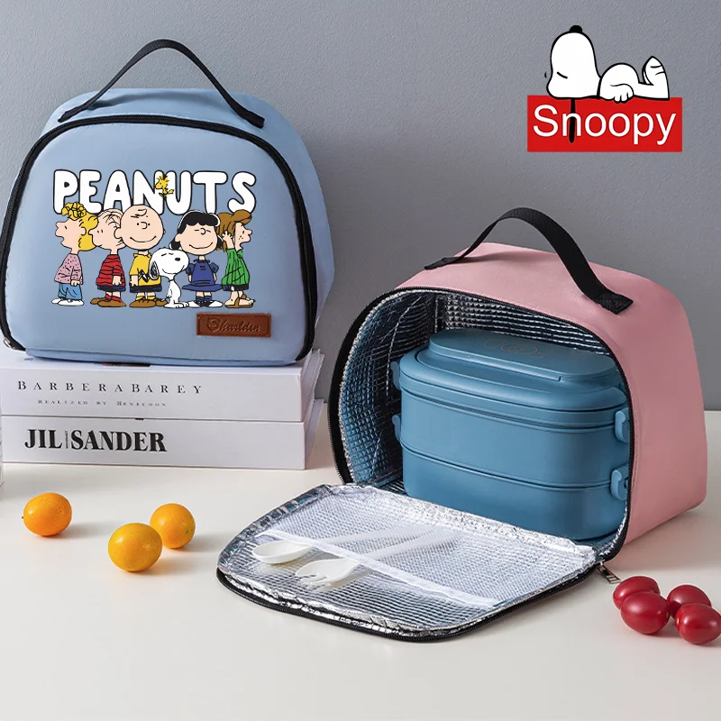 Snoopy Portable Lunch Drink Carrier Insulated Bag Fresh Cooler Pouch Food Thermal Box Tote Picnic Container Bag Kids Girls Gift