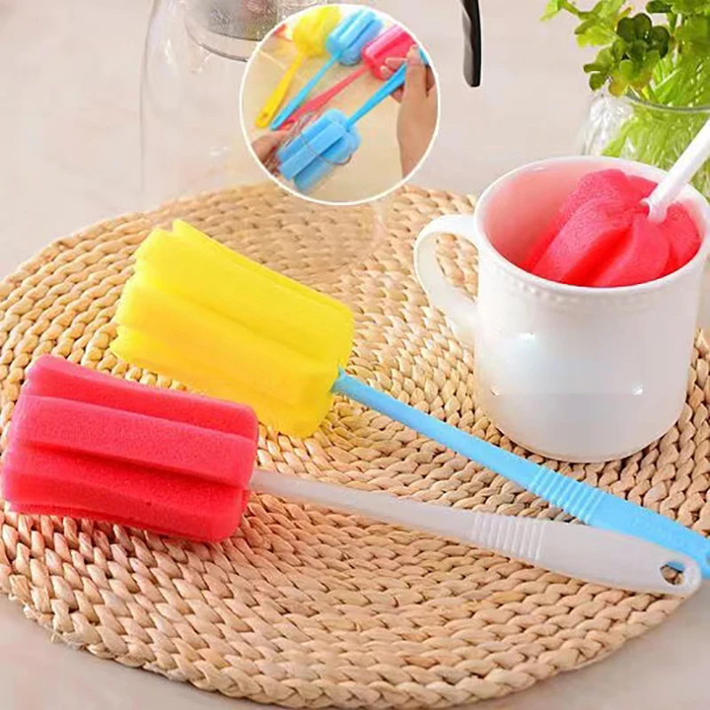 Long Handle Baby Bottle Brush Soft Sponge Brush Water Bottle Glass Cup Washing Cleaner Tool Kitchen Cleaning Tool Specialty Tool