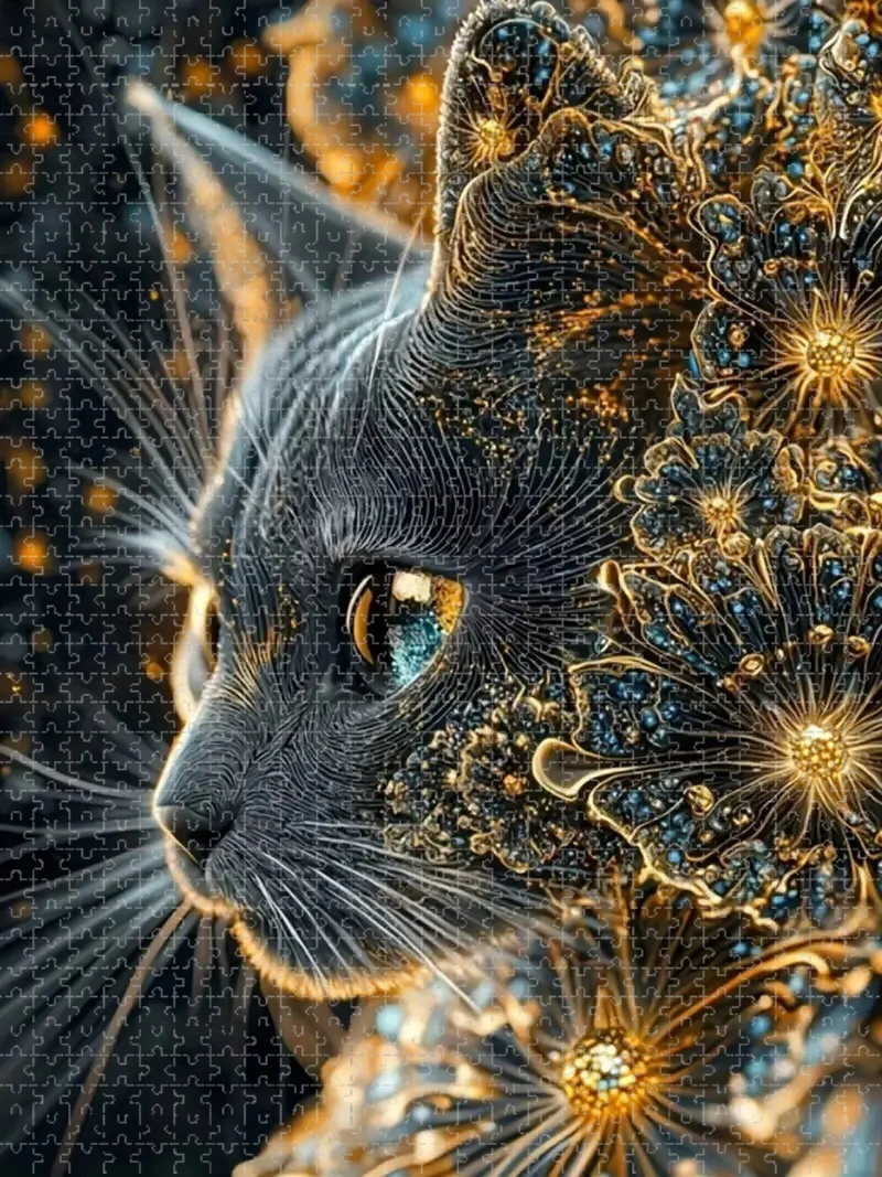 1000pcs Adult Jigsaw Puzzle, Black Cat Needlework Puzzle, Perfect for DIY Creative Fun with Family,Gift ，teasing Toy