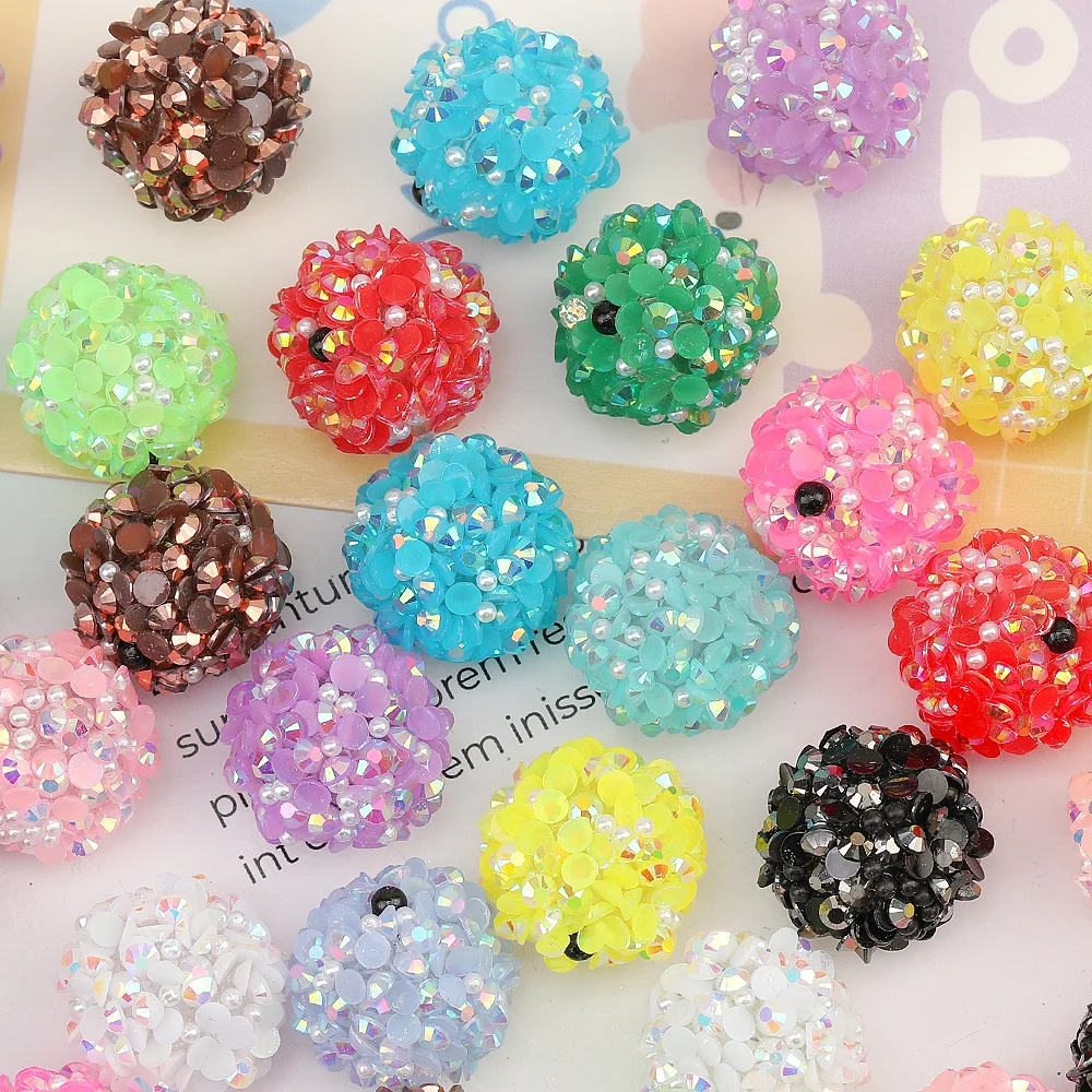 

Cordial Design 100Pcs 18*18MM Acrylic Bead/Hand Made/Rhinestone Effect/Round Shape/DIY Bead Making/Jewelry Findings & Components