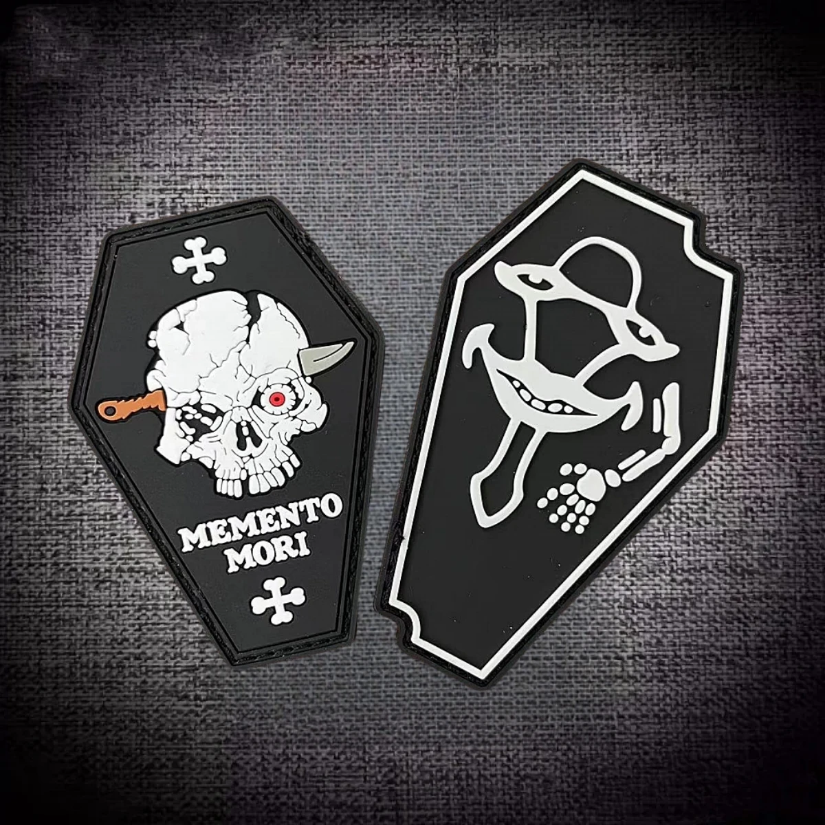 CLEARED.HOT Replica Skull Tactical Patches PVC Morale Emblem MEMENTO MORI Wailing Coffin Badge Backpack Hook Loop Sticker