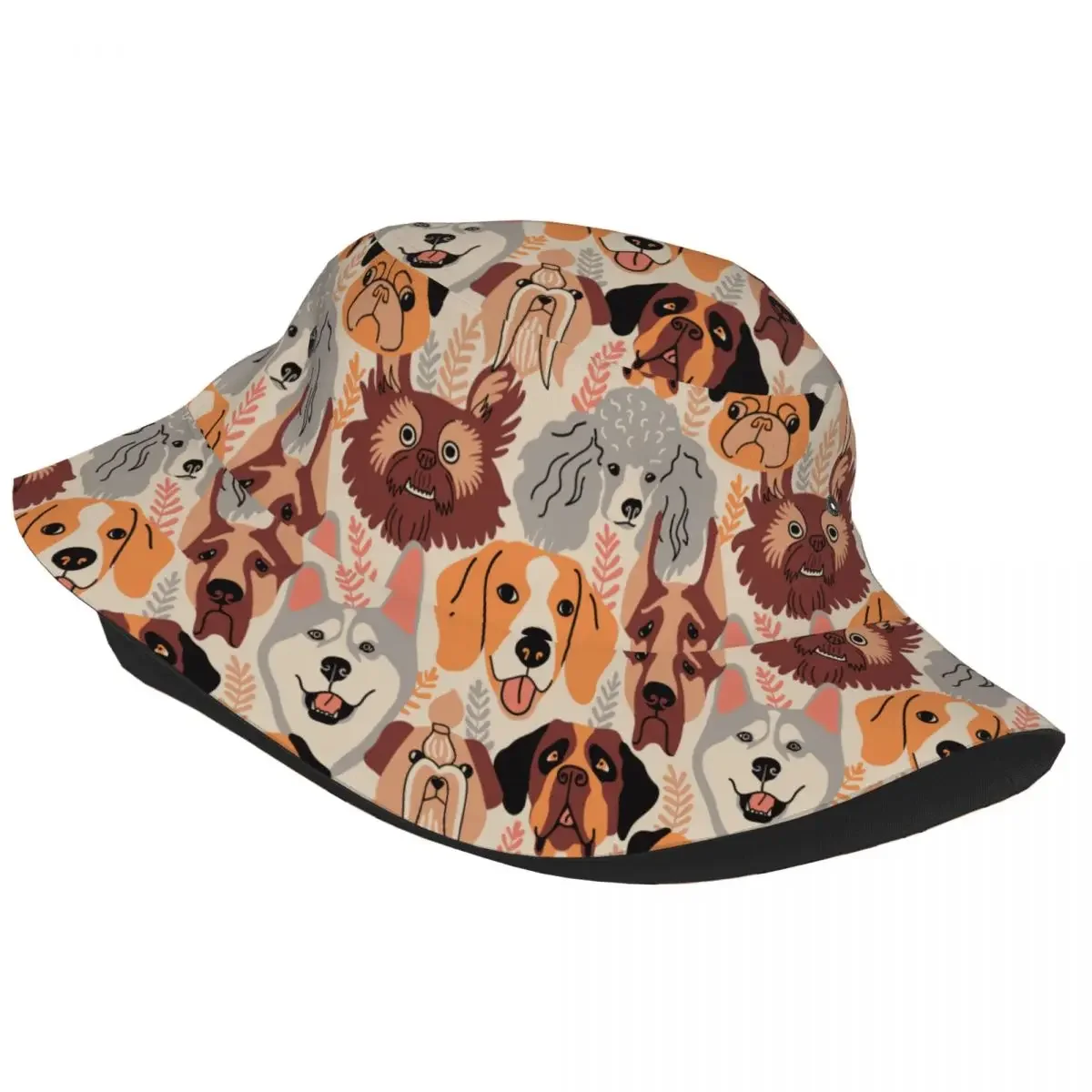 Husky Beagle Mastiff Pug Poodle Shi Tsu Saint Bernard Bucket Hat Vocation Getaway Headwear Stuff  Dog Lover Cap Bob Lightweight