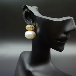 JICAI-pendientes de perlas modernas para mujer, aretes colgantes redondos clásicos, elegantes, a la moda, novedad de 2024