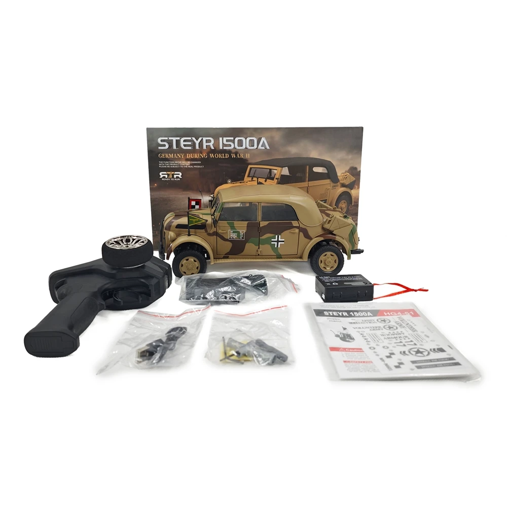 HG HG4-51 TRASPED 1/18 2.4G 4WD RC Car STEYR 1500A Command Vehicle LED Light Crawler Off-Road Climbing Truck RTR Models Toys