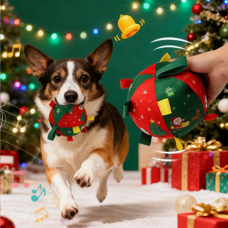 Christmas Themed Dog Toy Ball Interactive Chew Toy with Squeaker Anti-Bite Puzzle Design for Boredom Relief And Entertainment