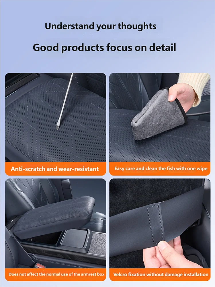For ZEEKR 9X 2025 2026 Car Center Console Armrest Box Protective Cover Leather Height Pad Interior Protection Accessories 5