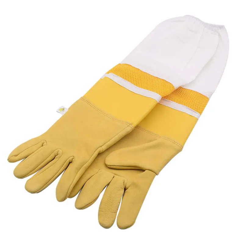 قفازات تربية النحل بأكمام طويلة، قفازات تربية النحل من جلد الغنم، قفازات نحل قابلة للتنفس لتربية النحل، أدوات تربية النحل