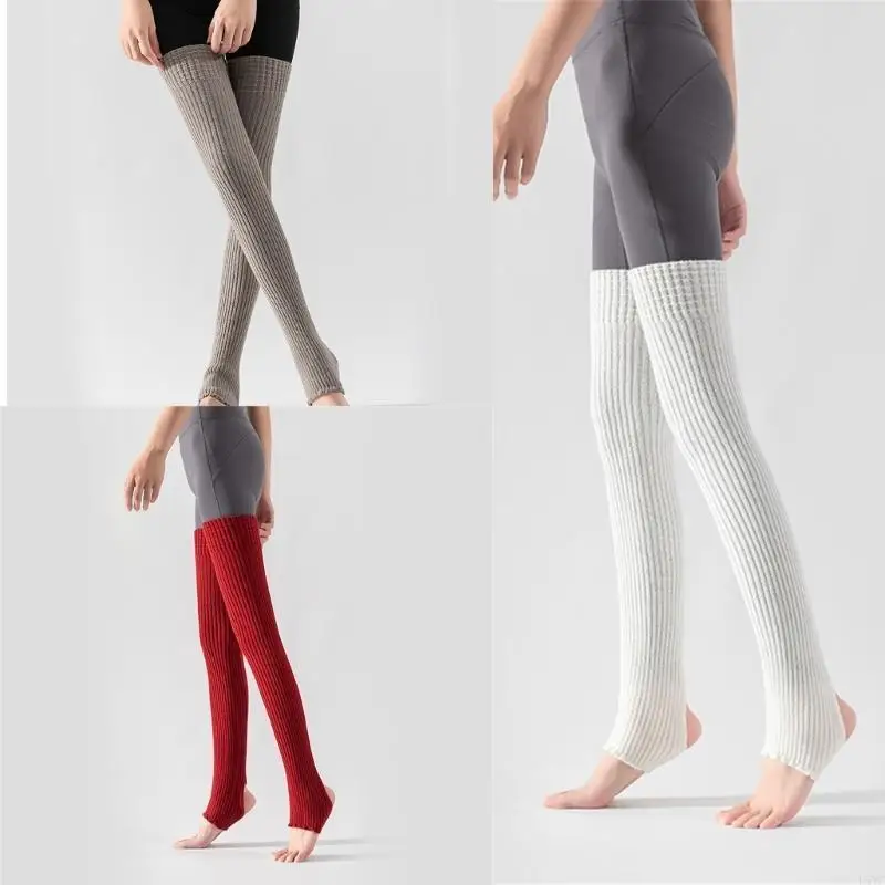 

L5YC Stylish Womens Over Knee Ribbed Knit Ultralong Footless Socks Leg Warmers Thigh High Warm Stockings Hosiery