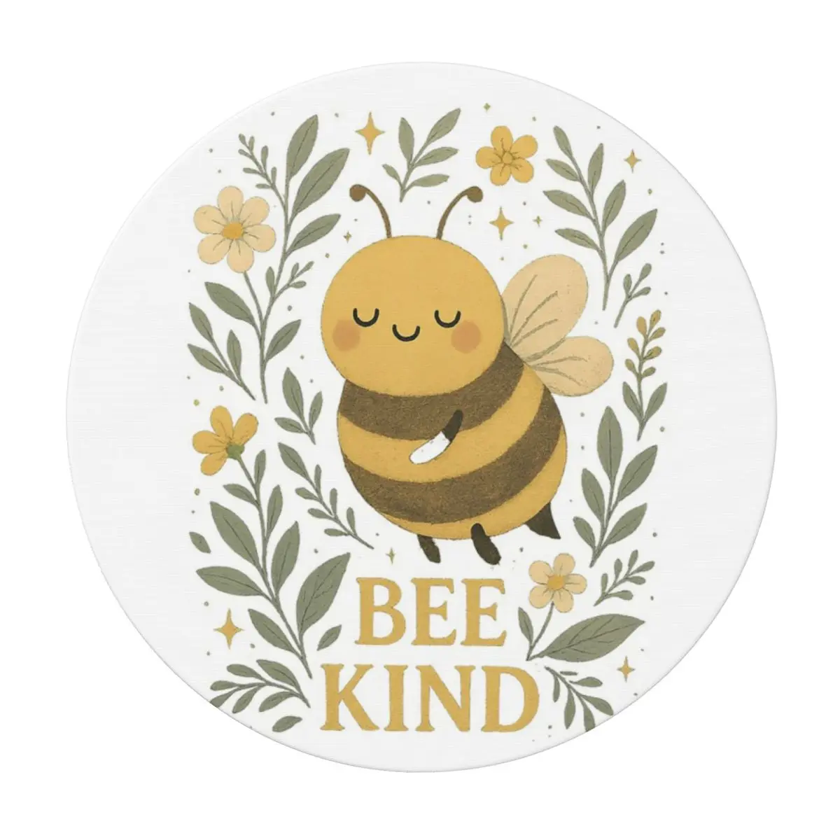Bee Kind Cute Bumblebee Floral With Gentle Kindness Quote Round Tablecloth Table Cloth for Kitchen Events Dining Table Cover