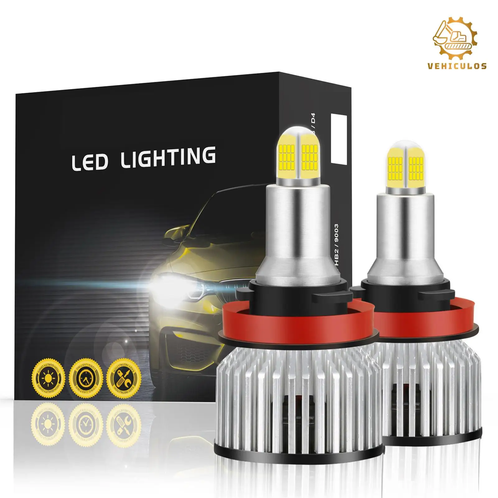 

2Pcs 6-Side 360° H8/H9/H11 LED Headlight Bulbs Kit 6500K White Hi/Lo Beam Super Bright Car Fog Light Lamp Conversion Set