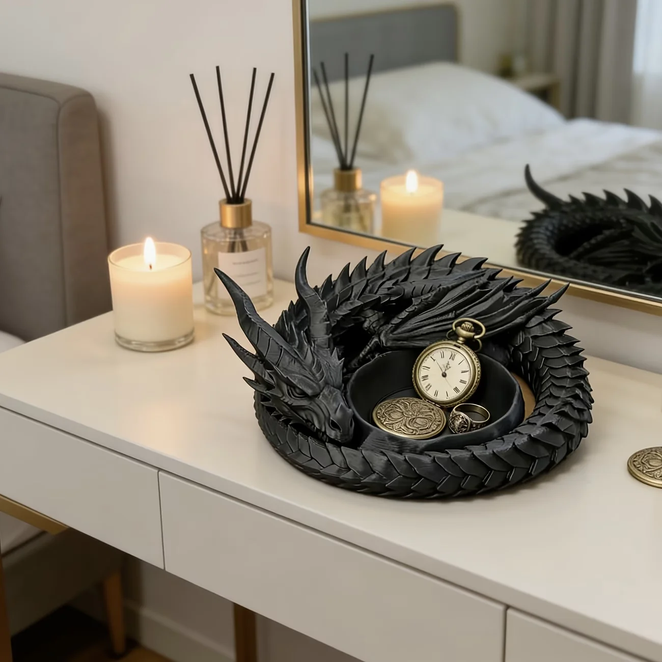 Black Dragon Multifunktionales Desktop-Aufbewahrungstablett, Desktop-Dekoration, Ornamente – Detail 3