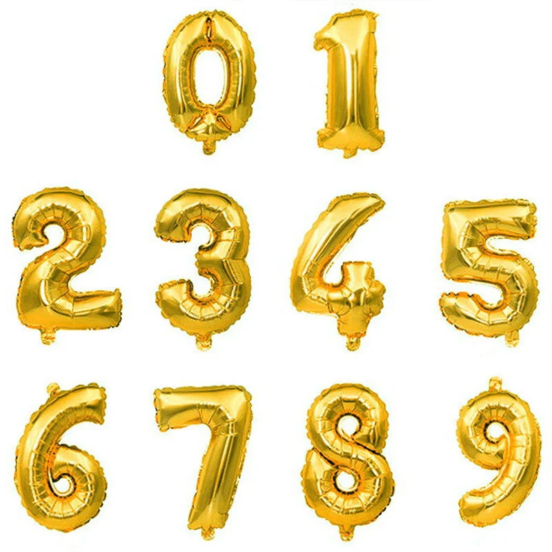 

16/32/40 inch golden number balloons 0 1 2 3 4 5 6 7 8 9th birthday decoration wedding anniversary party balloon wholesale