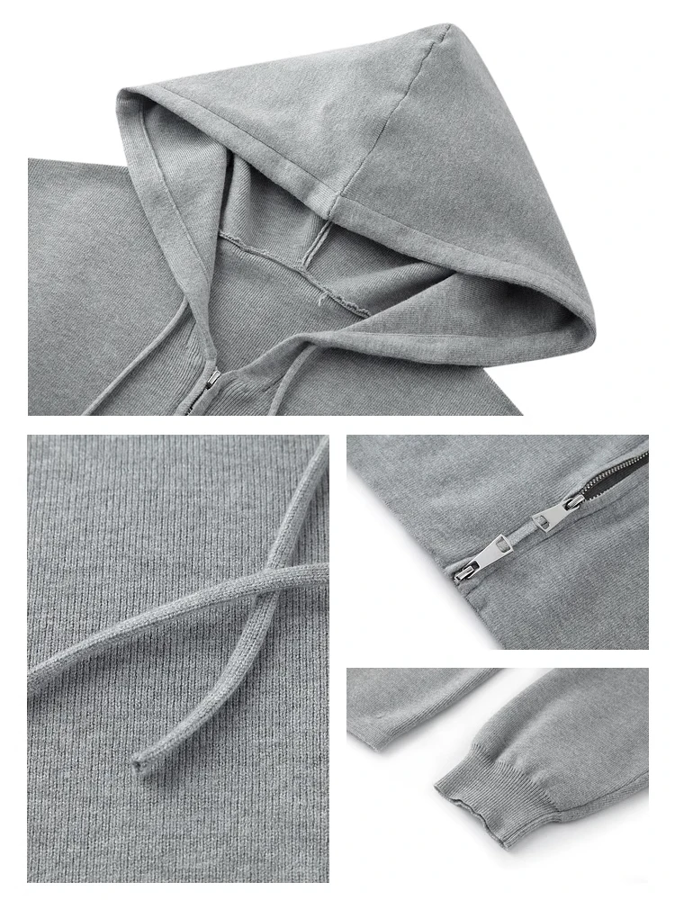 Vimly 2 Piece Knit Dress Sets Women Outfit Full-zp Hooded Jacket Midi Tank Dress Woman Spring Casual Matching Set 73335