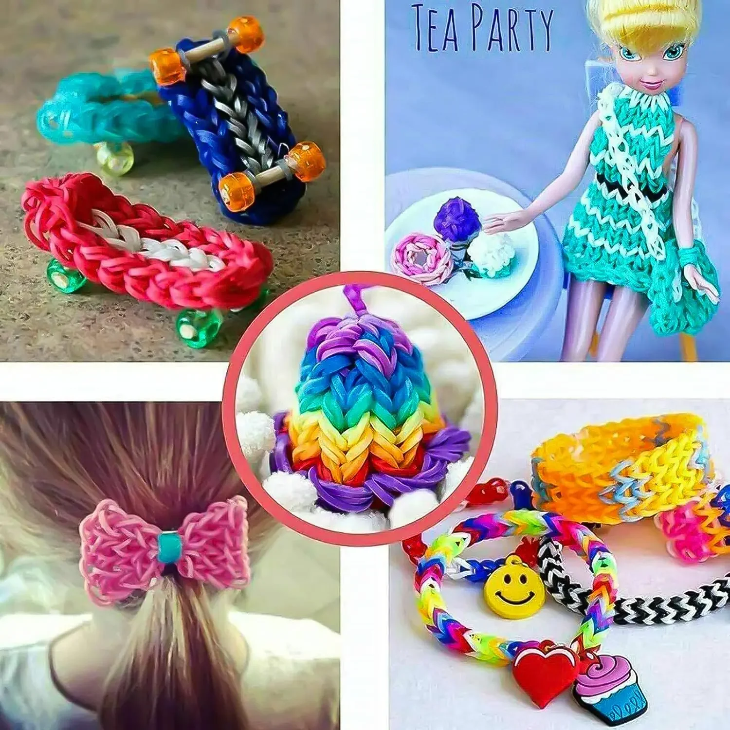 Tęczowe bransoletki Krosno +4500 szt. DIY Łatwe bez krosna (DIY Loom Bands) Arts & Crafts, Zabawki Gumki do bransoletek