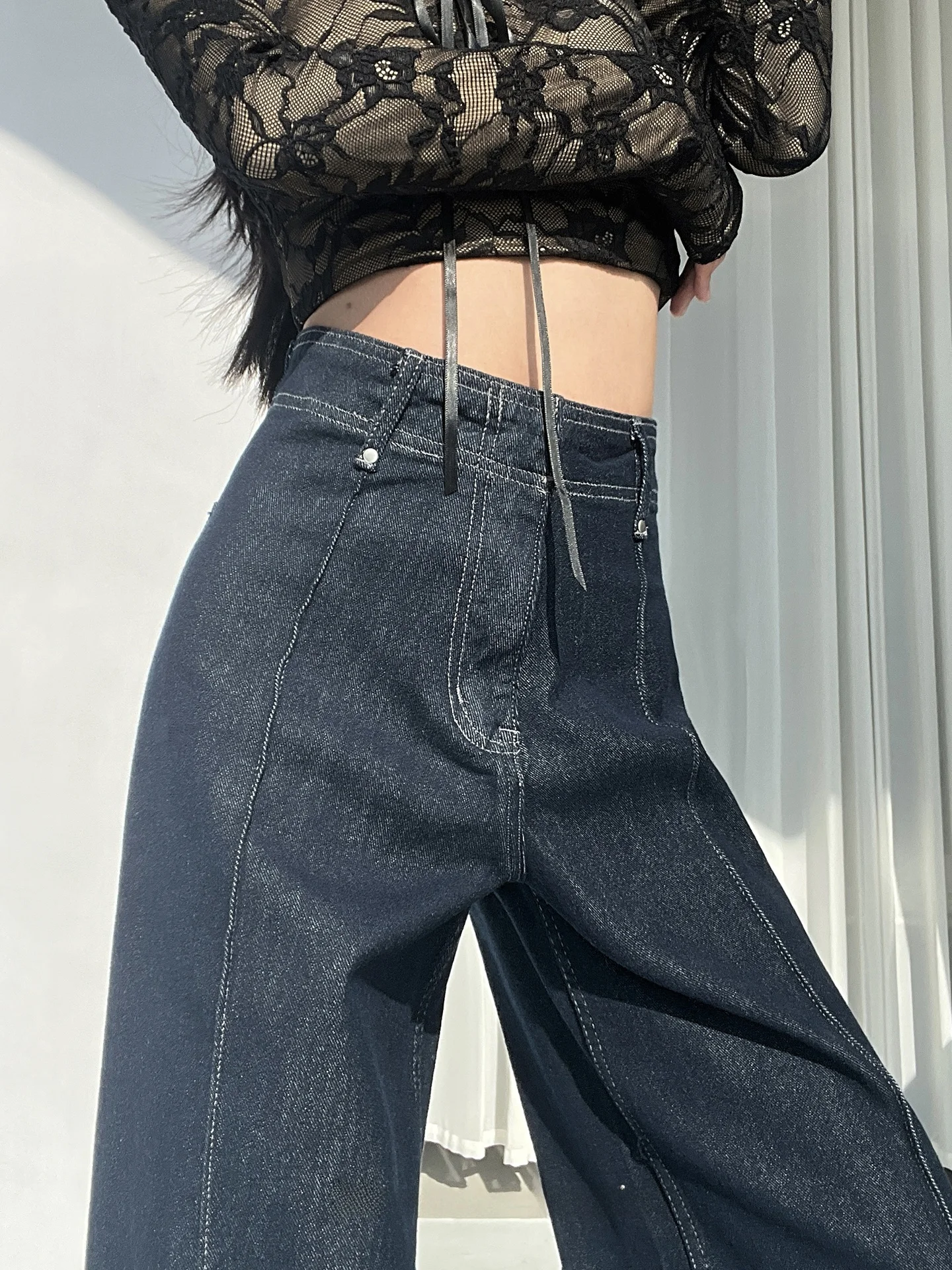 

High Waist Wide Leg Jeans Women's Loose Fit Straight Cut Denim Pants Elastic Micro Flared Long Trousers Spring Summer Autumn ...