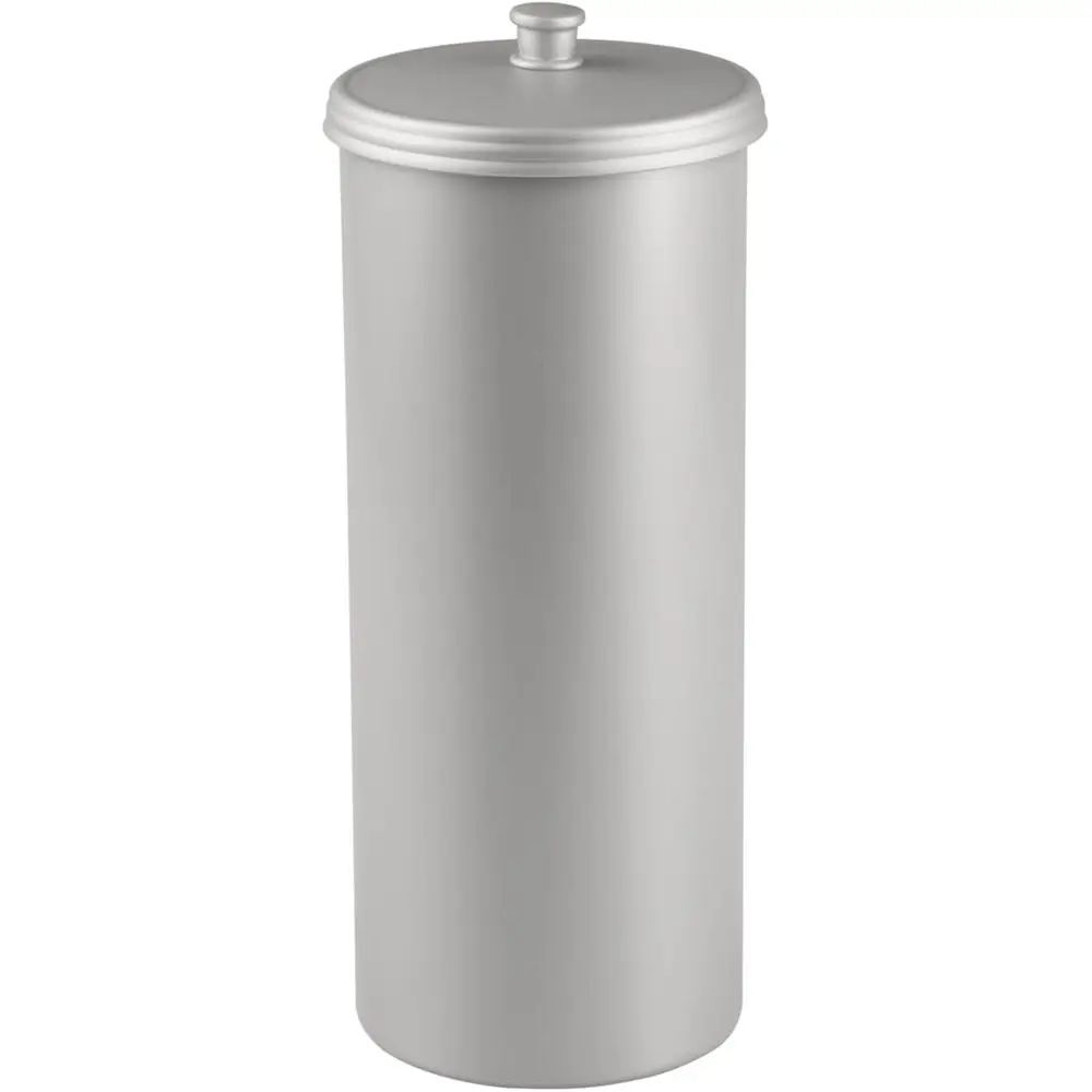 

Bathroom Toilet Paper Storage Holder, Silver | With Lid, or 3 Extra Rolls