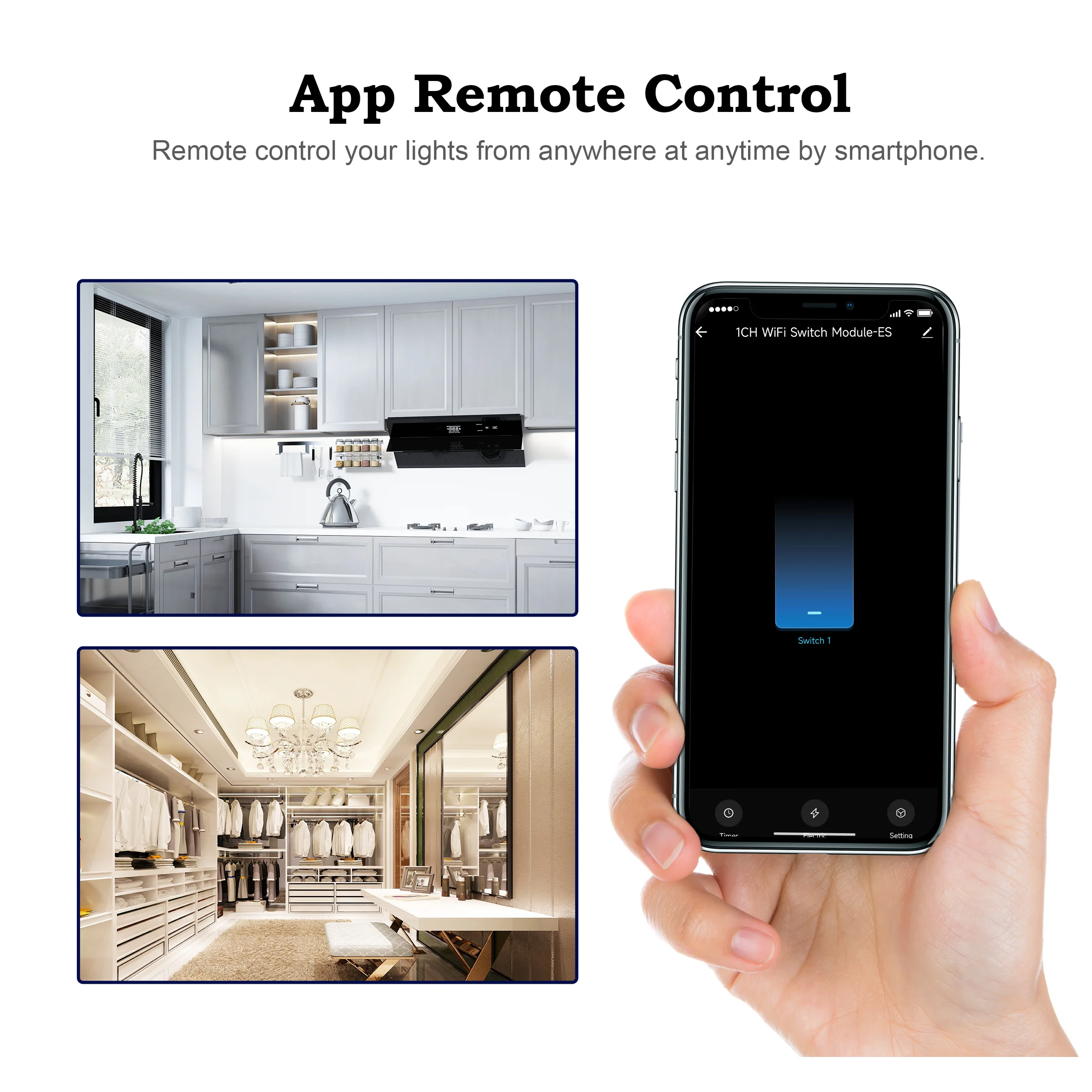 GIRIER Tuya Smart WiFi Switch Module 16A with Power Monitoring Function Supports 2 Way Control Work with Alice Alexa Google Home