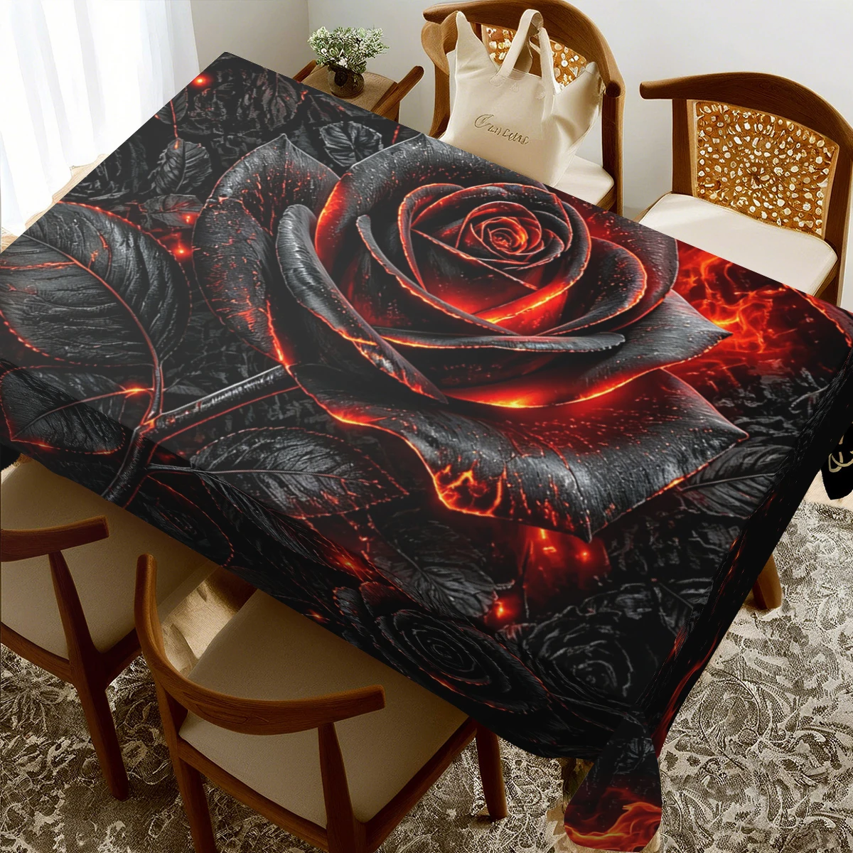 Modern Geometric Art Pattern Polyester Tablecloth - Stylish Dining Table Cover, Creative Home Decor for Daily Use & Gathering