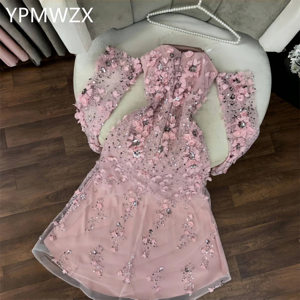 

Customized Evening Dress Formal Women Prom Gown YPMWZX Strapless Mermaid Floor Length Skirts Tulle Applique Bespoke Occasion Dre