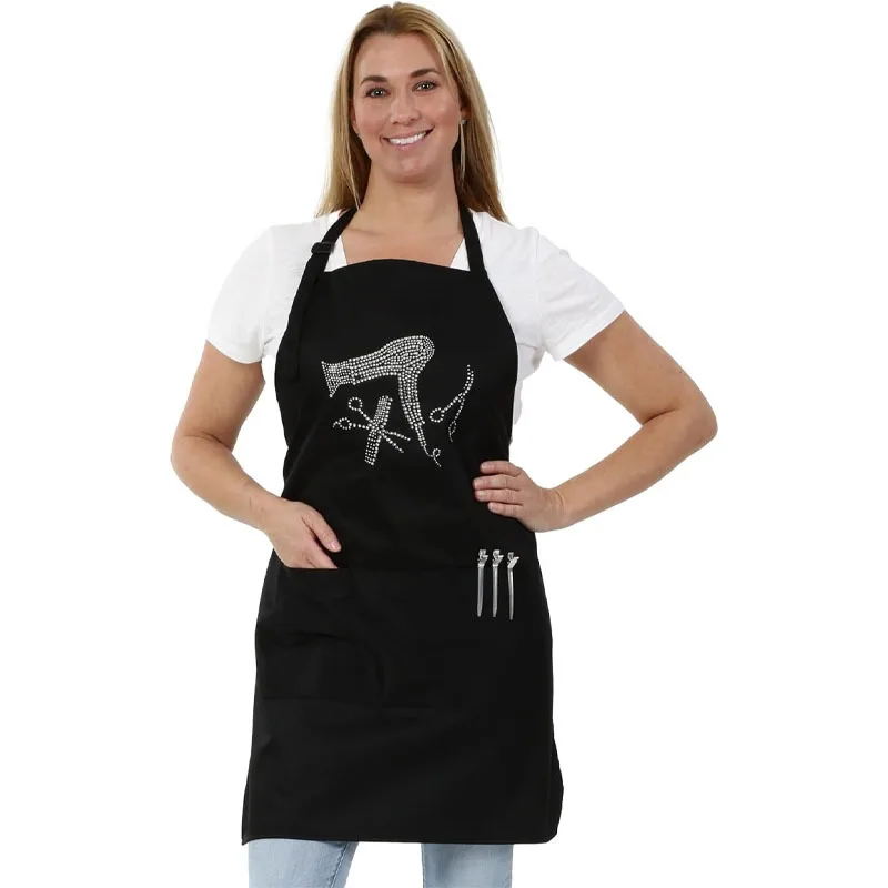 Large Size Barbershop Stick Imitation Diamond Kitchen Home Hair Salon Pockets Adult Bib Waist Adjustable Strap Aprons P1