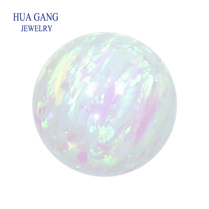Synthetic Opal OP16 White color Synthetic Round Ball Opal Half Hole Fully Drilled Beads Synthetic Opal Wholesale