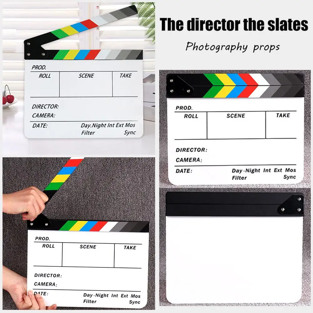 Colorful Director\'s Board Movie Clapperboard Creative Props Craft Film Photography Board Wooden Online Prop Store Cut Photo J4E4